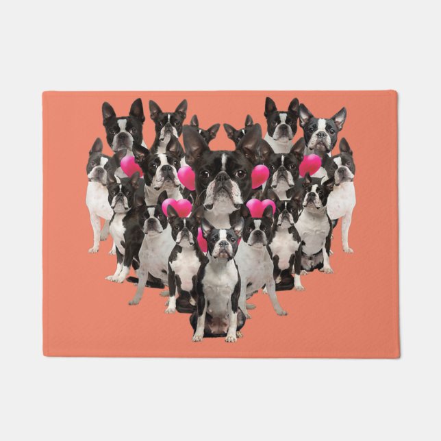 Boston Terrier mum, Boston Terrier dad, dog lover Doormat (Front)