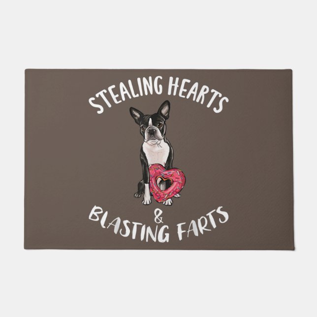 Boston Terrier mum, Boston Terrier dad, dog lover Doormat (Front)