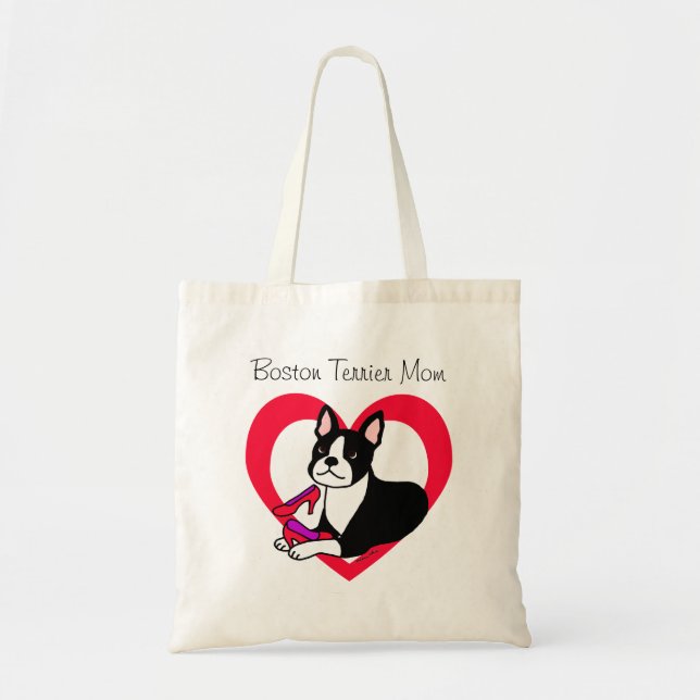Boston Terrier Mum & High Heels Cartoon Tote Bag (Front)