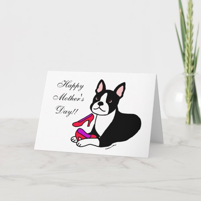 Boston Terrier Mum (Mother's Day Gifts) Card (Front)