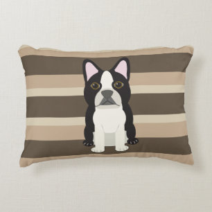 Boston Terrier Neutral striped  Decorative Cushion