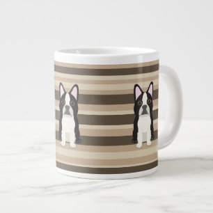 Boston Terrier Neutral striped  Large Coffee Mug