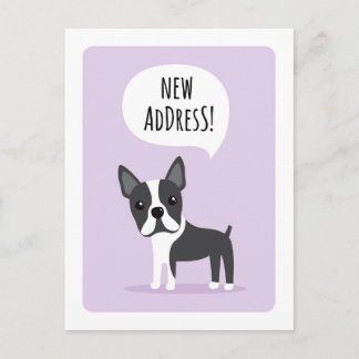 Boston terrier new address moving announcement postcard