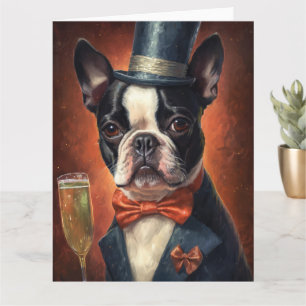 Boston Terrier New Year Card