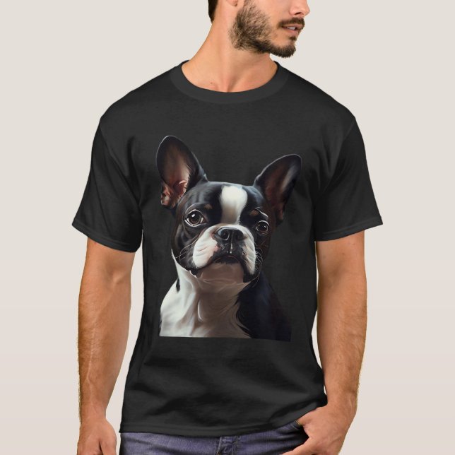 Boston Terrier - Oil Paint Classic T-Shirt (Front)