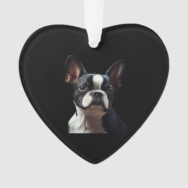 Boston Terrier - Oil Paint Classic T-Shirt Ornament (Front)
