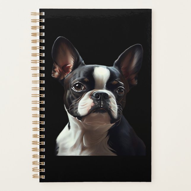 Boston Terrier - Oil Paint Classic T-Shirt Planner (Front)