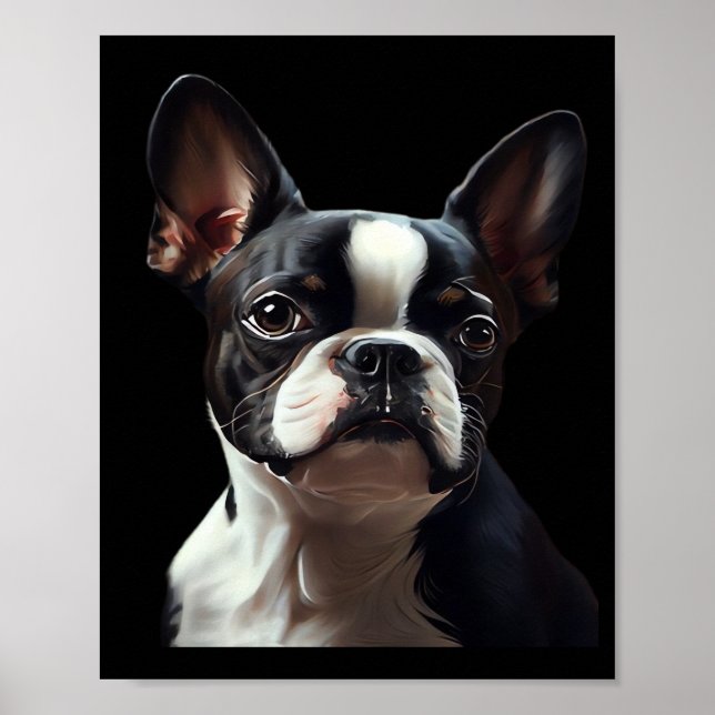 Boston Terrier - Oil Paint Classic T-Shirt Poster (Front)