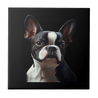 Boston Terrier - Oil Paint Classic T-Shirt Tile