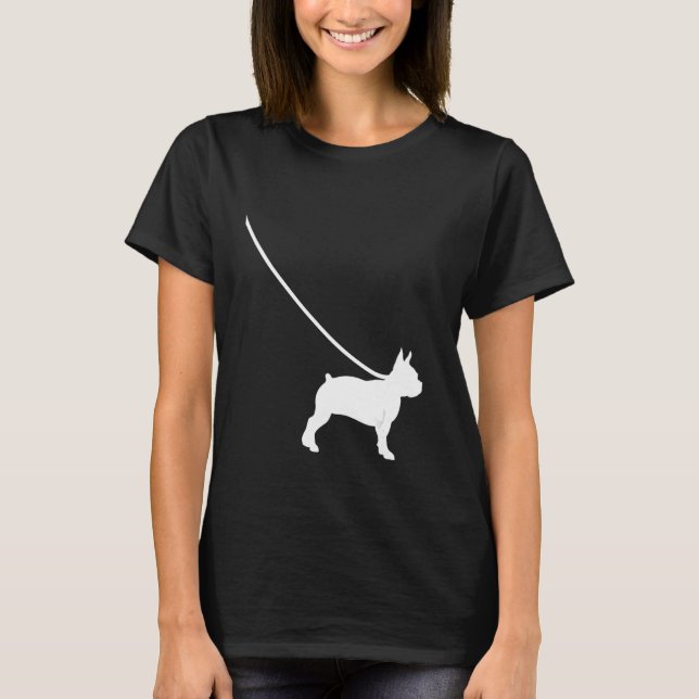 Boston Terrier on a Leash Dog Bostie Mum Dad Pet C T-Shirt (Front)