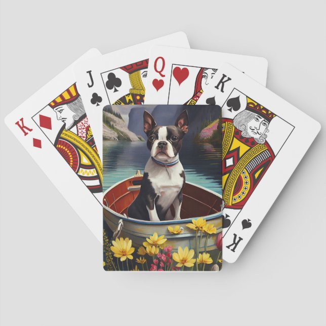 Boston Terrier on a Paddle: A Scenic Adventure Playing Cards (Back)