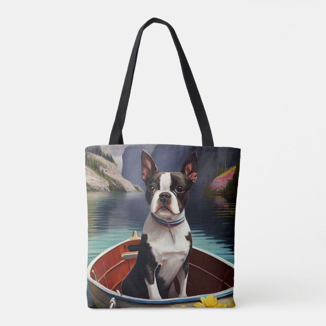 Boston Terrier on a Paddle: A Scenic Adventure Tote Bag (Back)