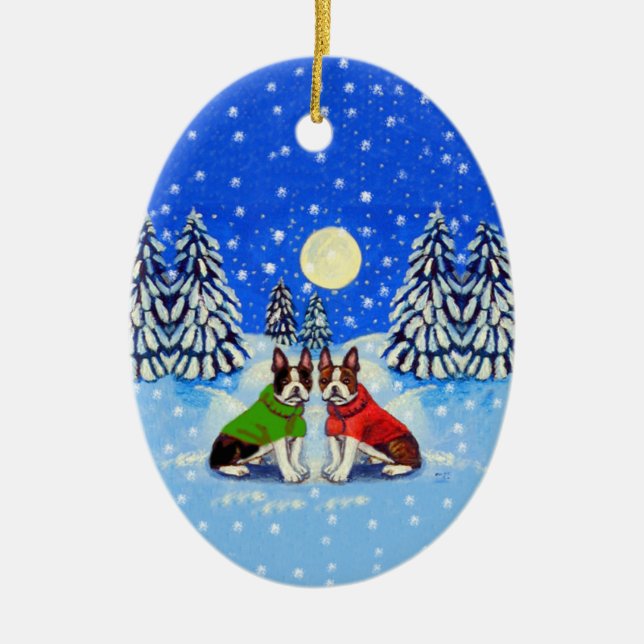 Boston Terrier Oval Ornament (Front)