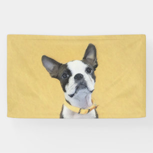 Boston Terrier Painting - Cute Original Dog Art Banner