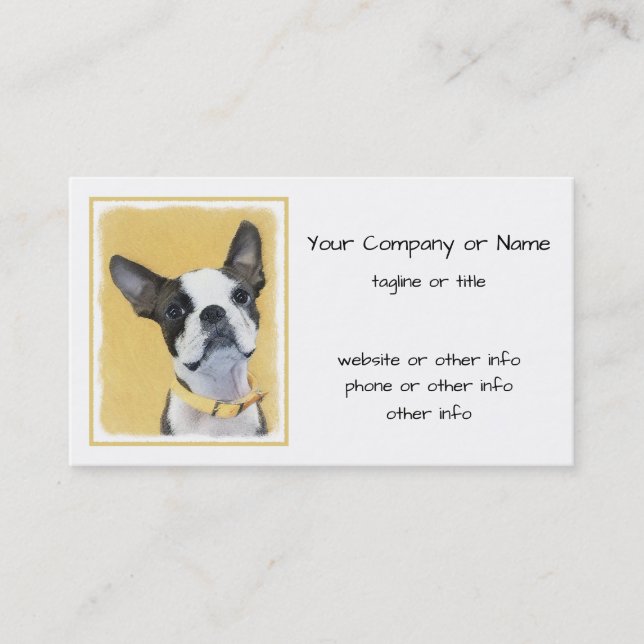 Boston Terrier Painting - Cute Original Dog Art Business Card (Front)