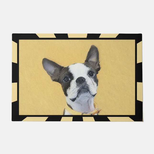 Boston Terrier Painting - Cute Original Dog Art Doormat (Front)