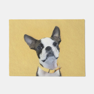 Boston Terrier Painting - Cute Original Dog Art Doormat