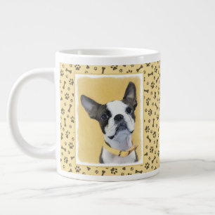 Boston Terrier Painting - Cute Original Dog Art Large Coffee Mug