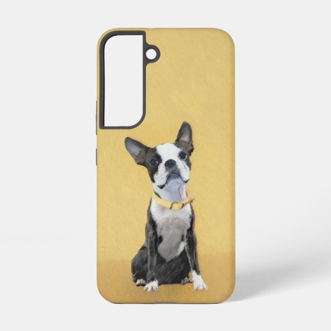 Boston Terrier Painting - Cute Original Dog Art Samsung Galaxy S22 Case (Back)