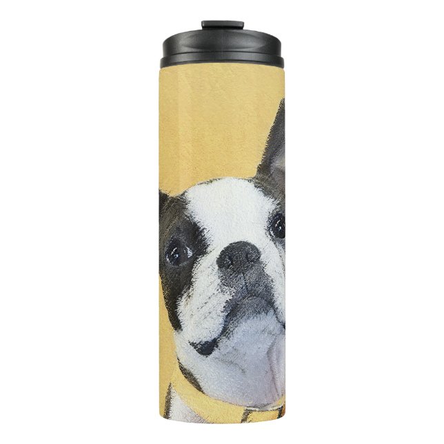 Boston Terrier Painting - Cute Original Dog Art Thermal Tumbler (Front)