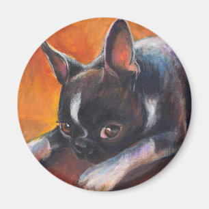 Boston Terrier painting dog Svetlana Novikova Magnet