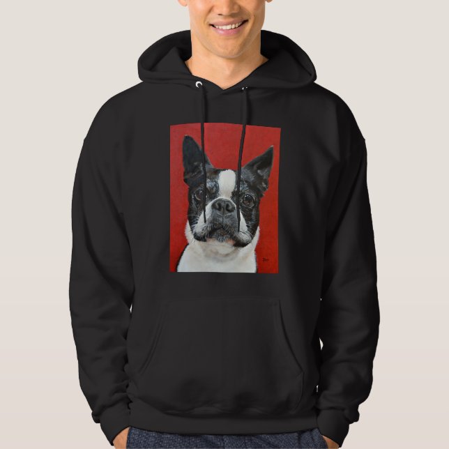 Boston Terrier Painting In Acrylics By Jimmie Bart Hoodie (Front)