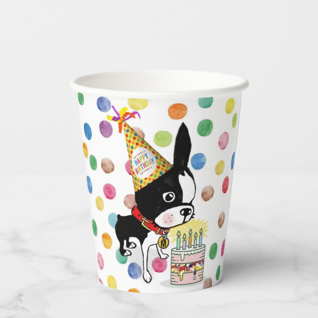 Boston Terrier paper birthday cup Mirabelle (Back)