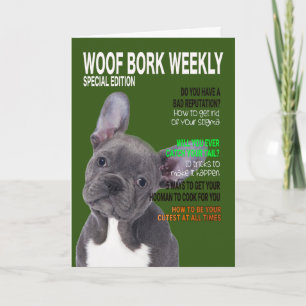 Boston Terrier Parody Magazine Cover Card