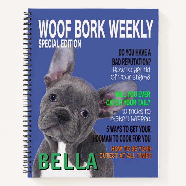 Boston Terrier Parody Magazine Cover Notebook (Front)