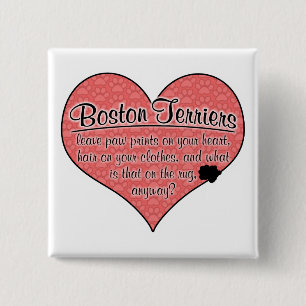 Boston Terrier Paw Prints Dog Humour 15 Cm Square Badge