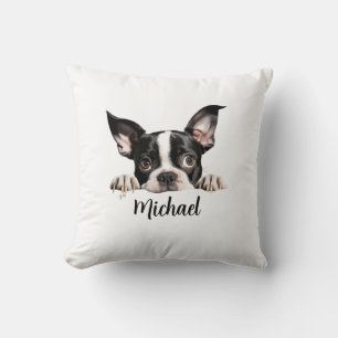 Boston Terrier Peeking Dogs Sublimation Bundle Cushion