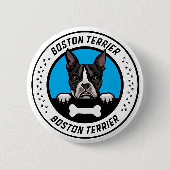 Boston Terrier Peeking Illustration Badge (Front)