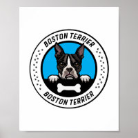 Boston Terrier Peeking Illustration Badge