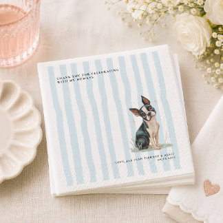 Boston Terrier | Personalised Illustration Wedding Napkin