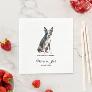 Boston Terrier Pet Cocktail Wedding Napkin
