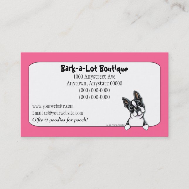 Boston Terrier Pet Industry Custom Border Business Card (Front)