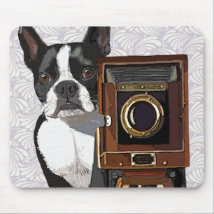 Boston Terrier Photographer 2 Mouse Mat