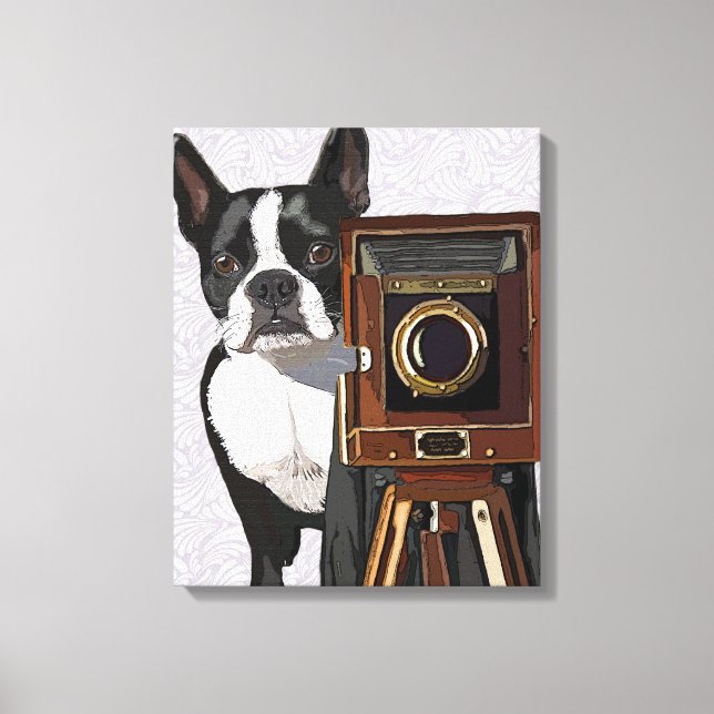 Boston Terrier Photographer Canvas Print (Front)