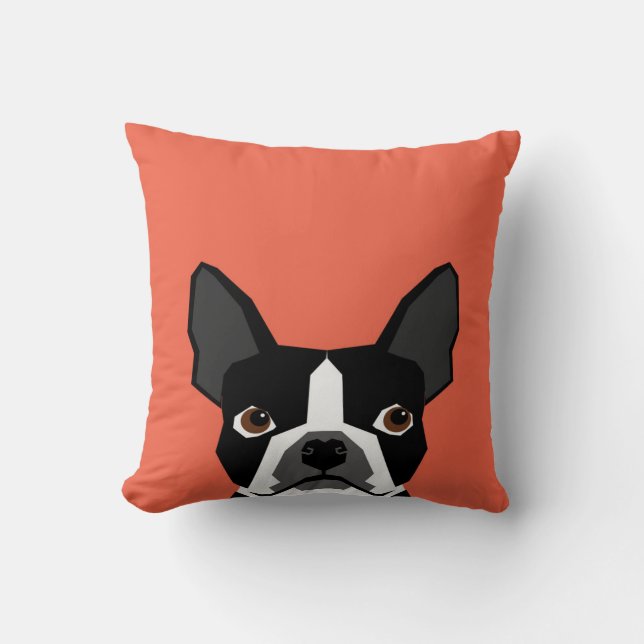 Boston Terrier Pillow Cute Funny Boston Terrier (Front)