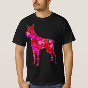Boston Terrier Pink Red Heart For Women Men T-Shirt