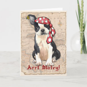 Boston Terrier Pirate Card