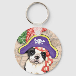 Boston Terrier Pirate Key Ring