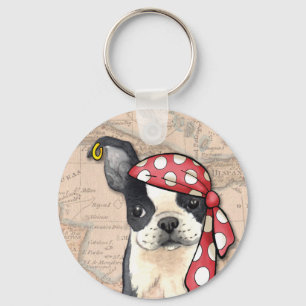 Boston Terrier Pirate Key Ring