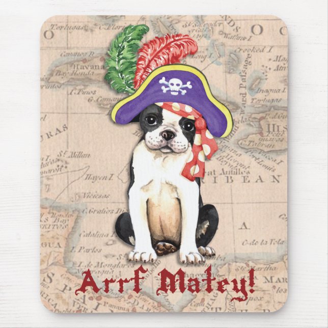 Boston Terrier Pirate Mouse Mat (Front)