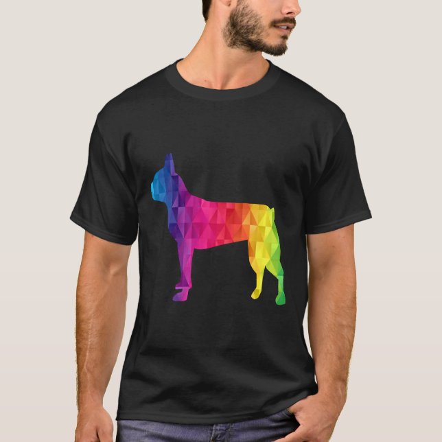 Boston Terrier Poly Graphic Funny  Idea Mum Dad Bi T-Shirt (Front)
