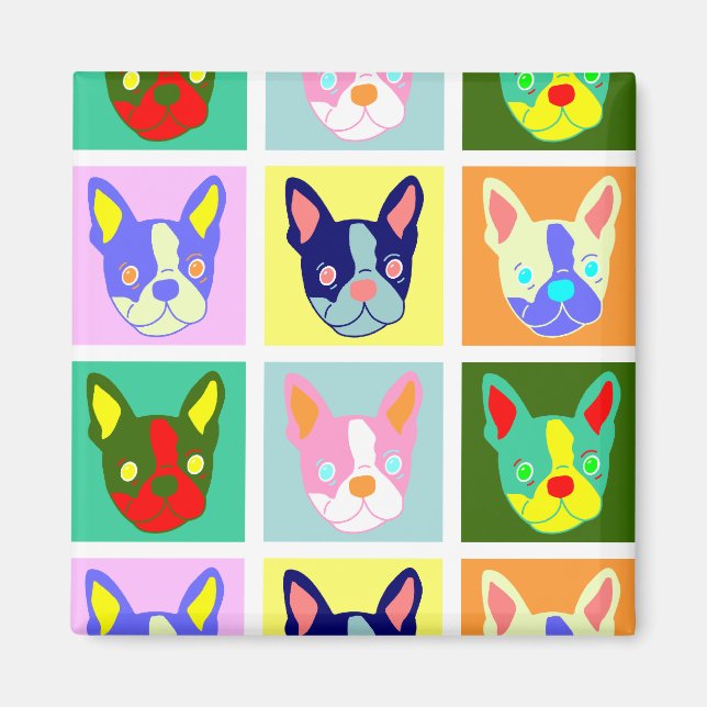 Boston Terrier Pop Art Magnet (Front)