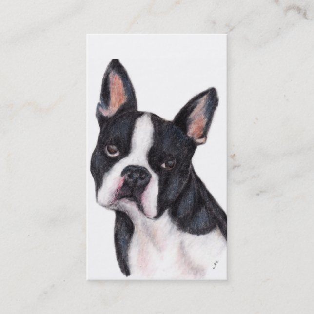 Boston Terrier Portrait Business Cards (Front)