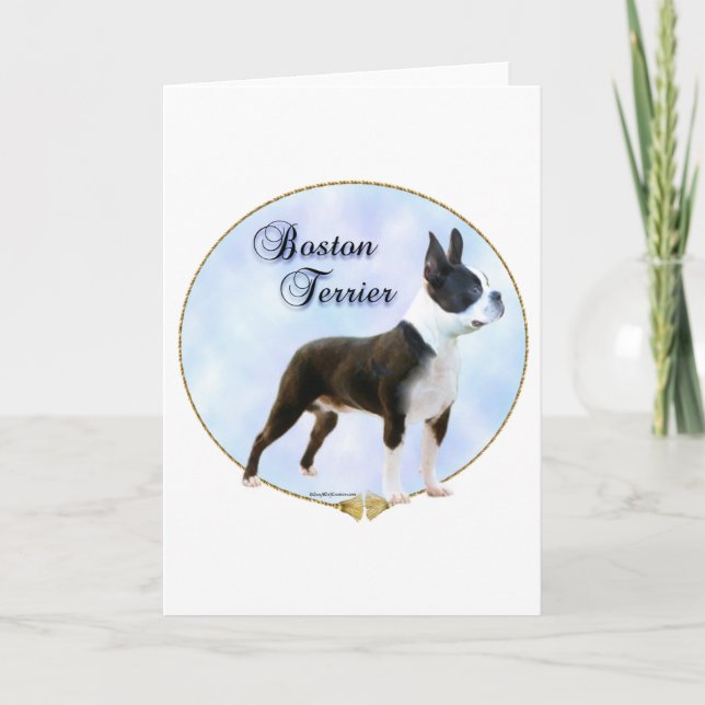 Boston Terrier Portrait Holiday Card (Front)