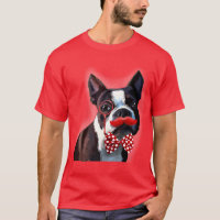Boston Terrier Portrait with Red Bow Tie and 2