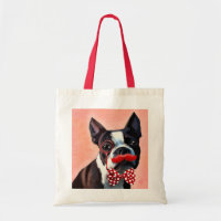 Boston Terrier Portrait with Red Bow Tie and 3